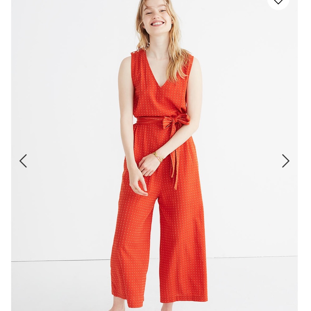Ace & Jig Red Sleeveless V-Neck Wide-Leg Jumpsuit